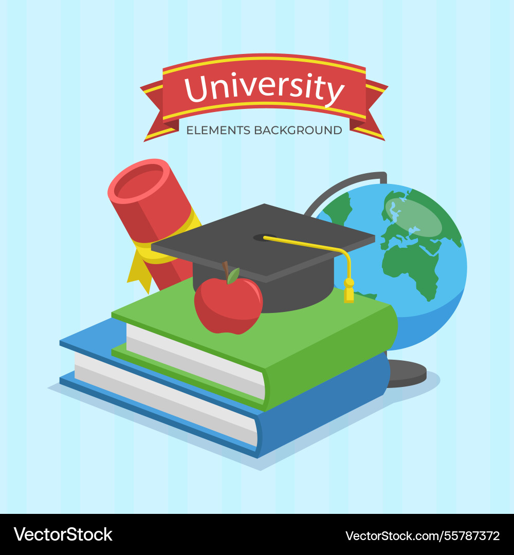 University elements background in flat style Vector Image