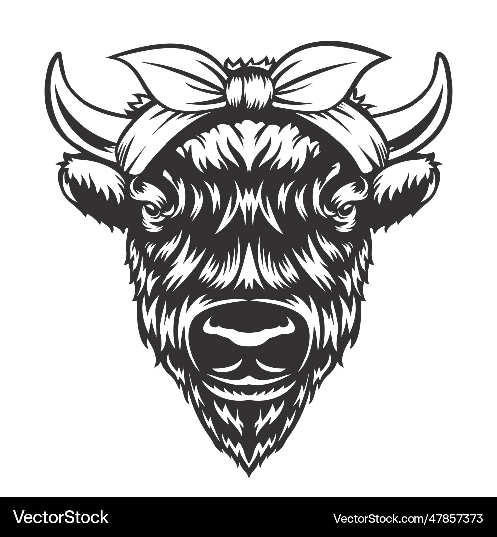 Bison headband bandana line art farm animal Bison headband bandana line art farm animal vector image