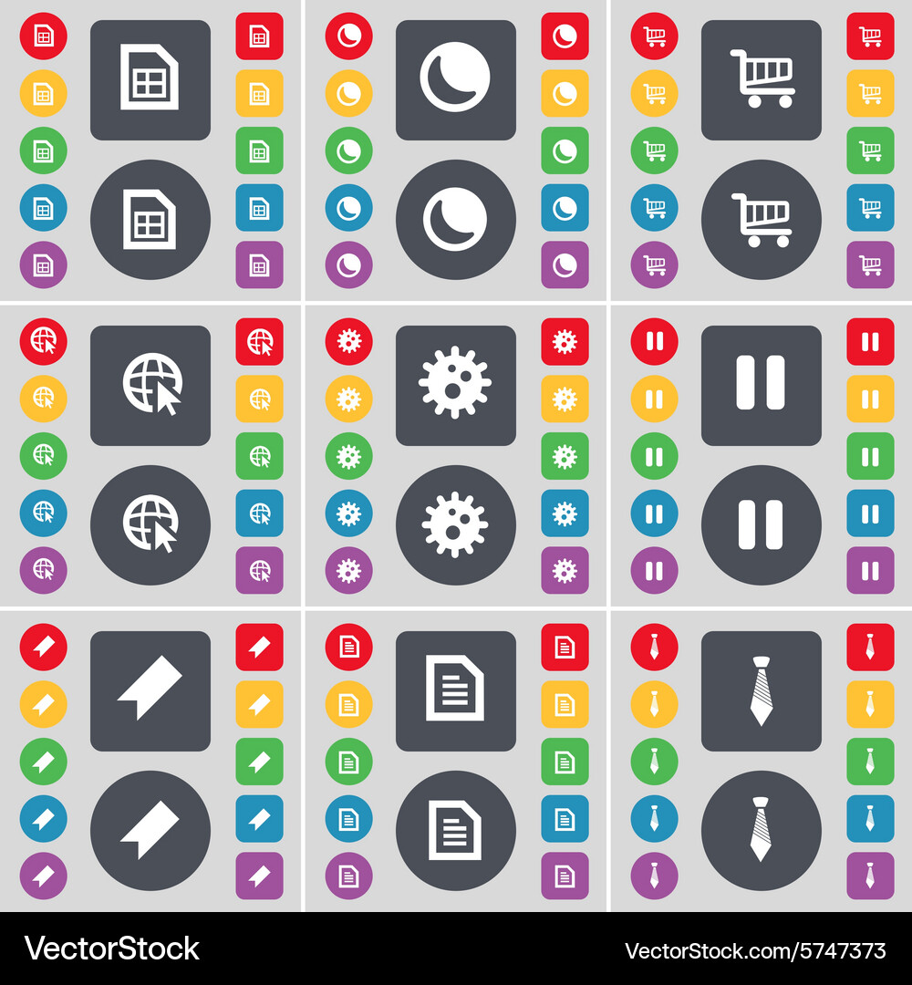 File moon shopping cart web cursor gear pause Vector Image