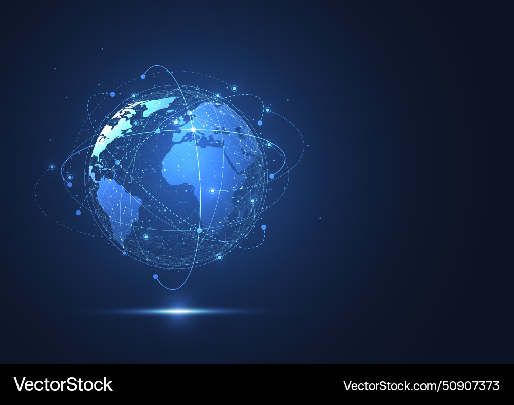 Global network connection world map point Global network connection world map point vector image