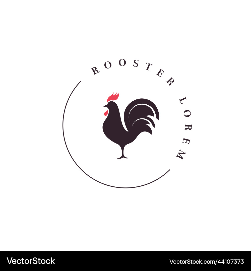 Rooster abgerundetes Logo mit silhouette weiß Rooster abgerundetes Logo mit silhouette weiß vektorbild
