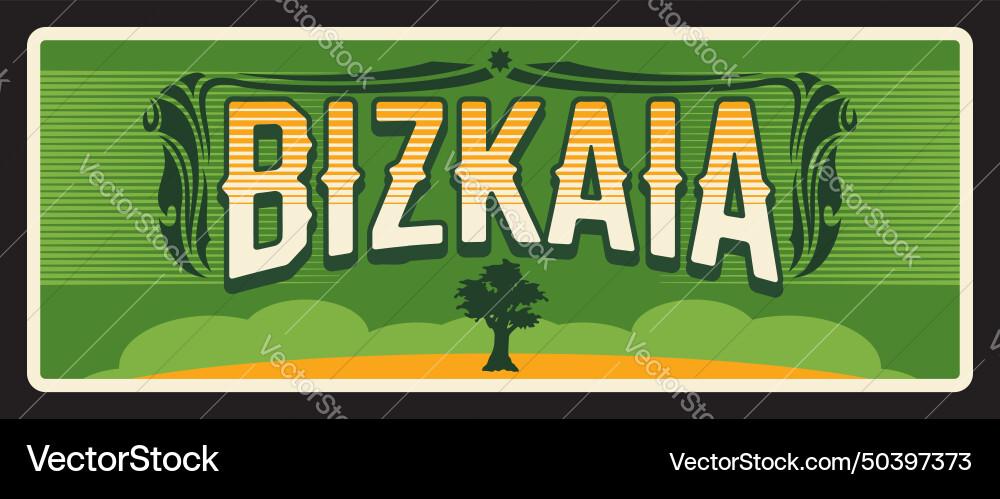 Spanien bizkaia spanisch city retro travel plate Spanien bizkaia spanisch city retro travel plate vektorbild