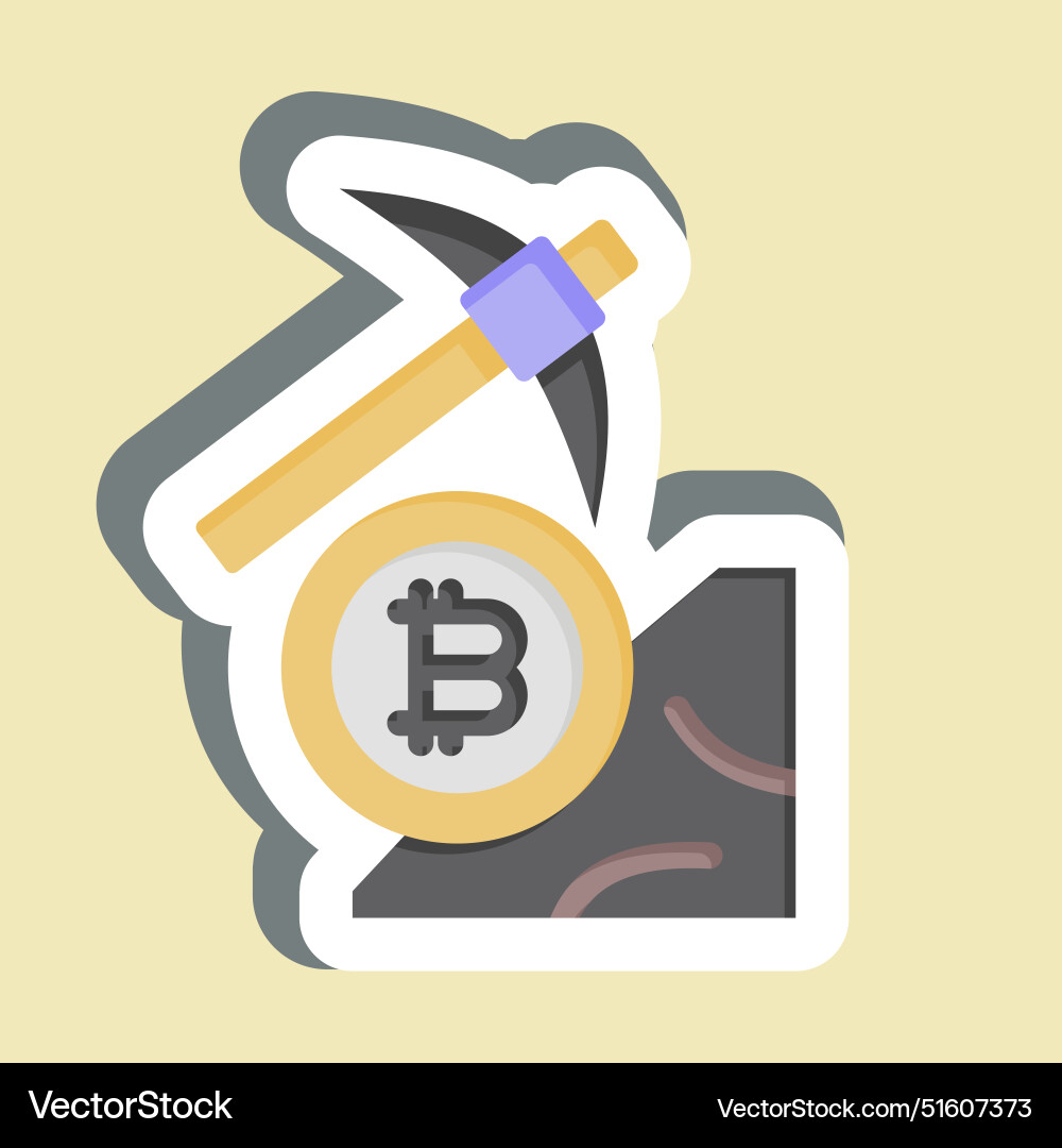 Sticker bitcoin mining related to cryptography Vector Image