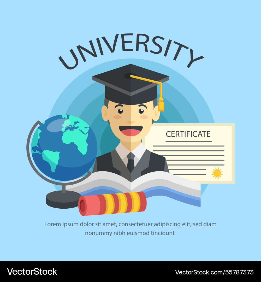University elements background in flat style Vector Image