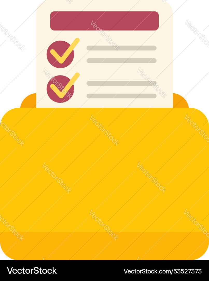 Yellow folder storing checklist for organization Yellow folder storing checklist for organization vector image