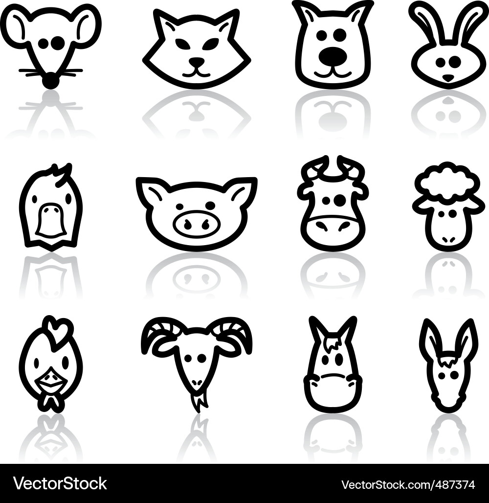 Diverse Animal Icons Vector Image