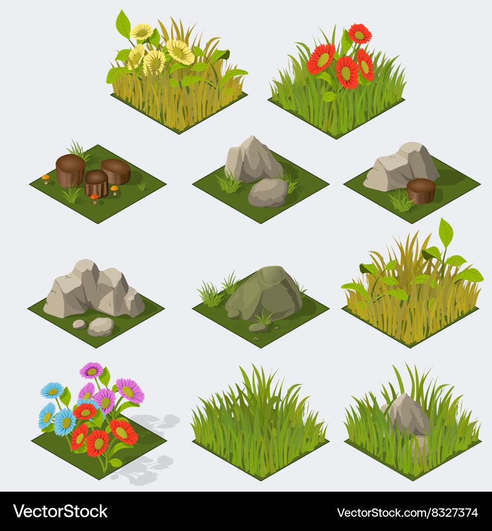 Isometric Landscape Tiles Set Royalty Free Vector Image