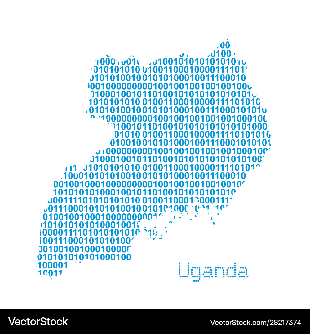 Uganda Map - Binary Code vector image