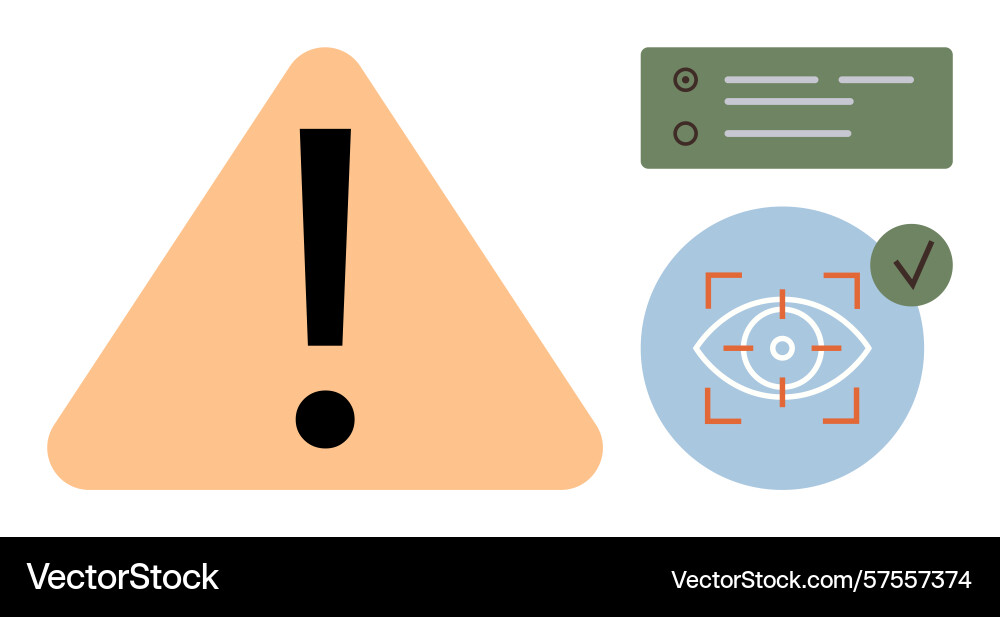 Warning alert triangle with eye scanning symbol Vector Image