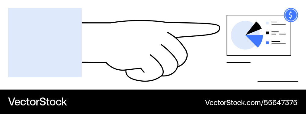 Hand pointing towards data chart with pie graph Hand pointing towards data chart with pie graph vector image