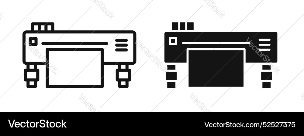 Large printer thin line icon set Royalty Free Vector Image