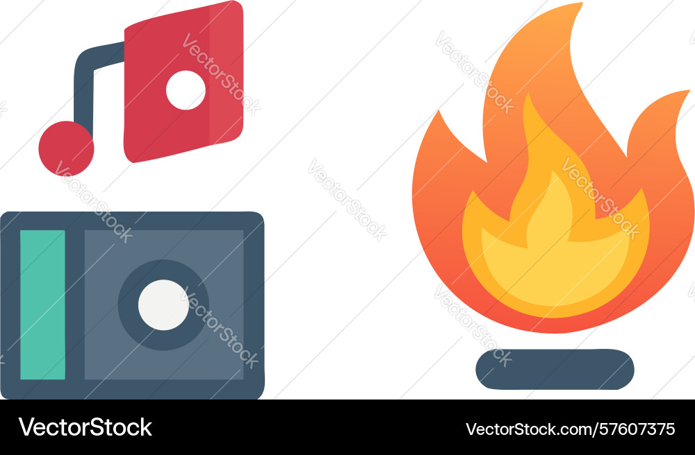 Music player and flame icon design generative ai vector image