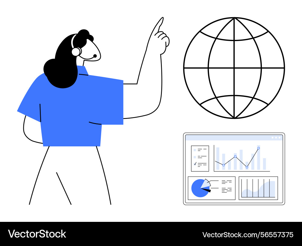Professional analyzing global data with charts Professional analyzing global data with charts vector image