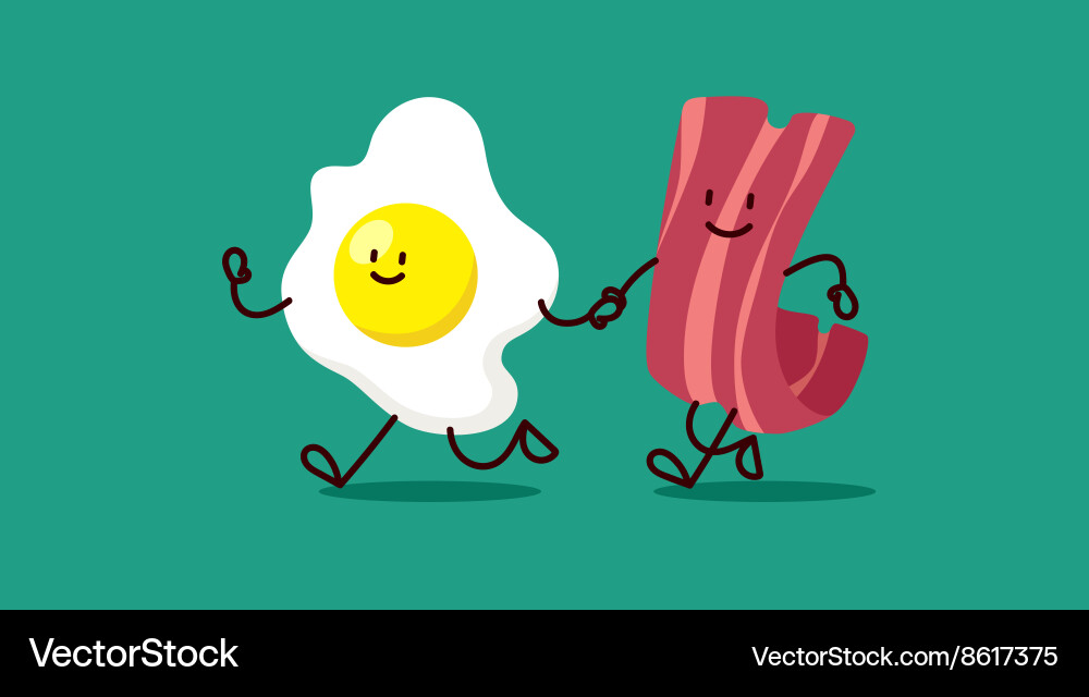 Running Eggs and Bacon vector image