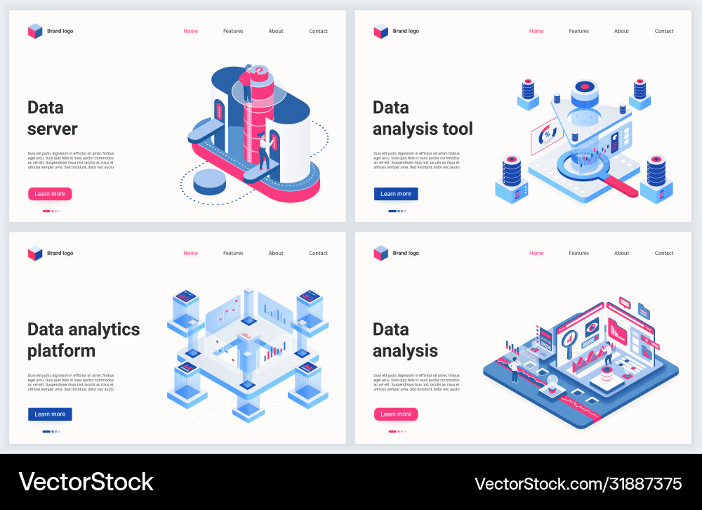 Tech Data Center Isometric vector image