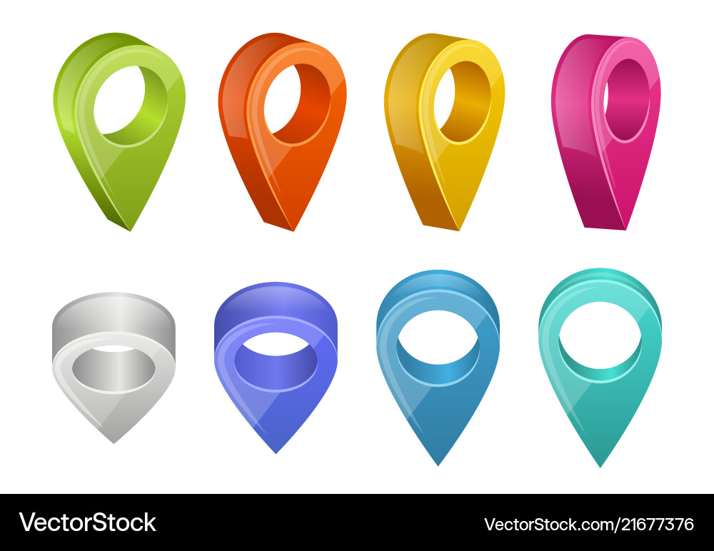 Colored map pointers various colors of gps Colored map pointers various colors of gps vector image