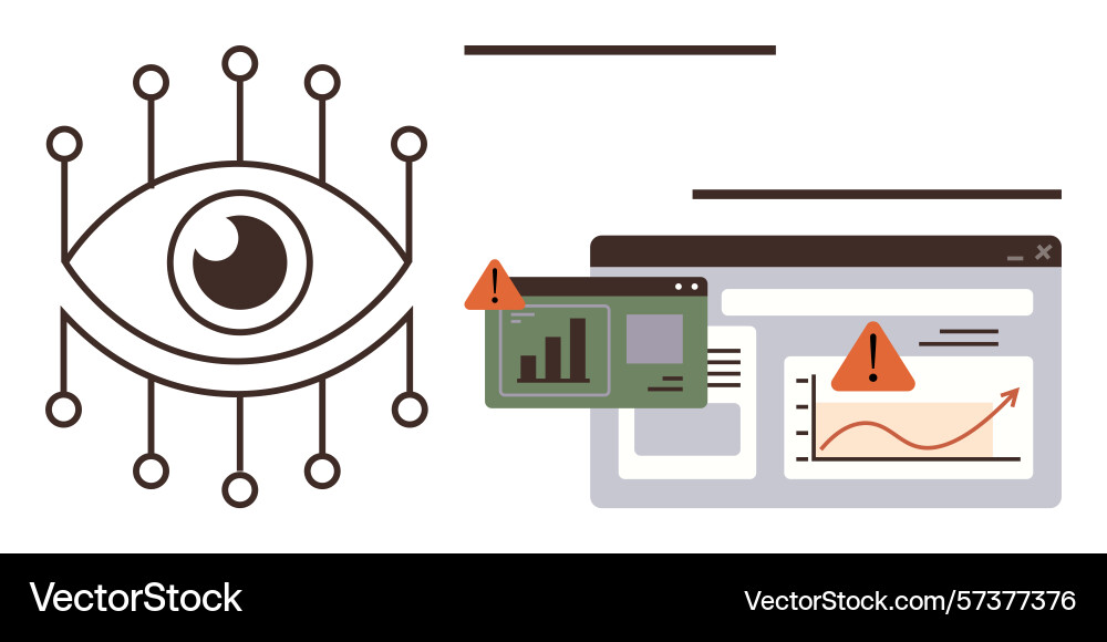 Eye monitoring analytics dashboard with security Eye monitoring analytics dashboard with security vector image