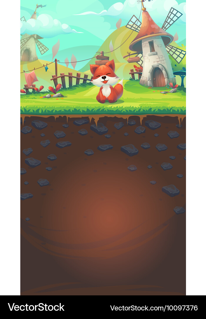 Feed the fox gui match 3 window template Vector Image