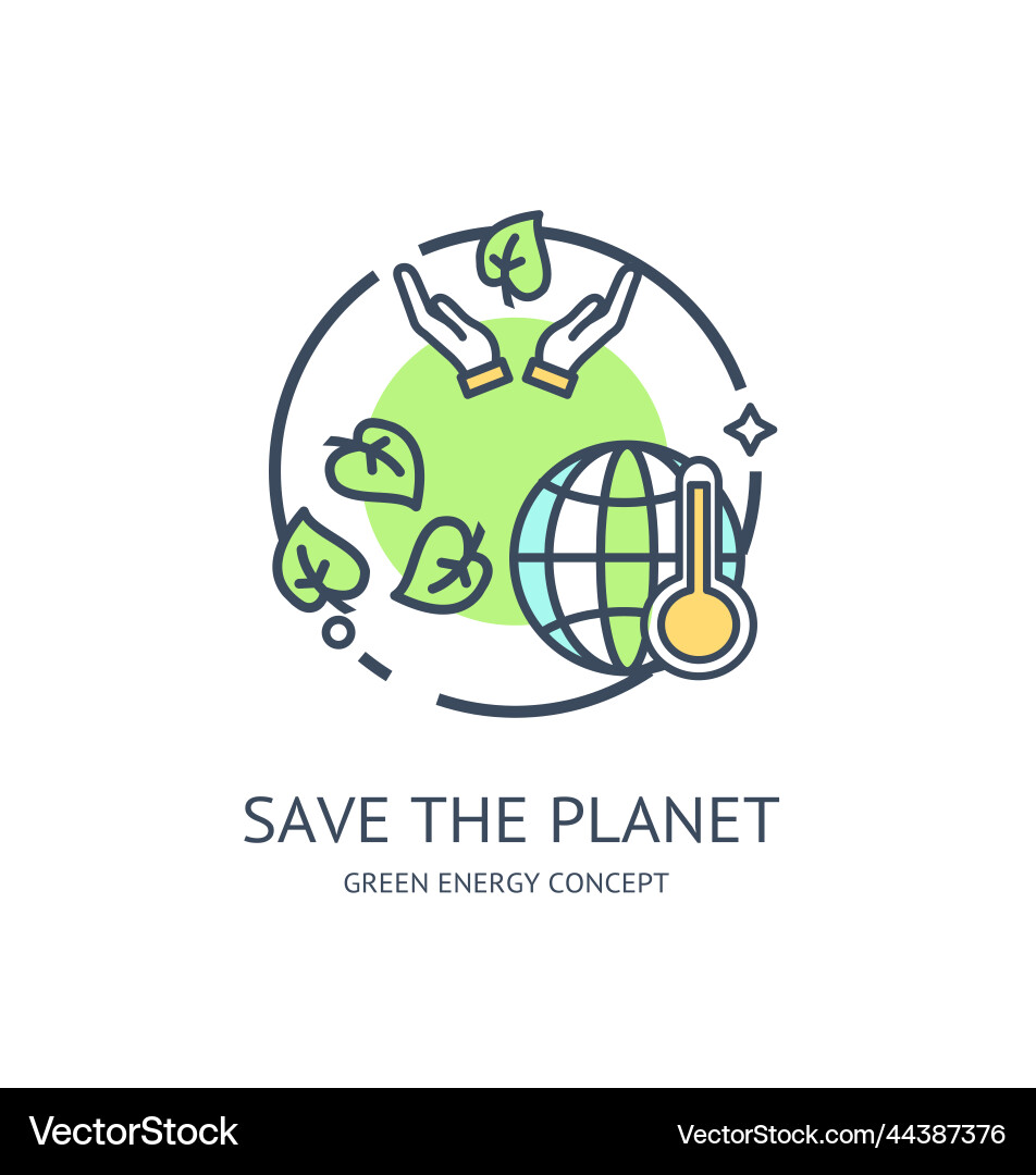 Green energy thin line icon concept Green energy thin line icon concept vector image