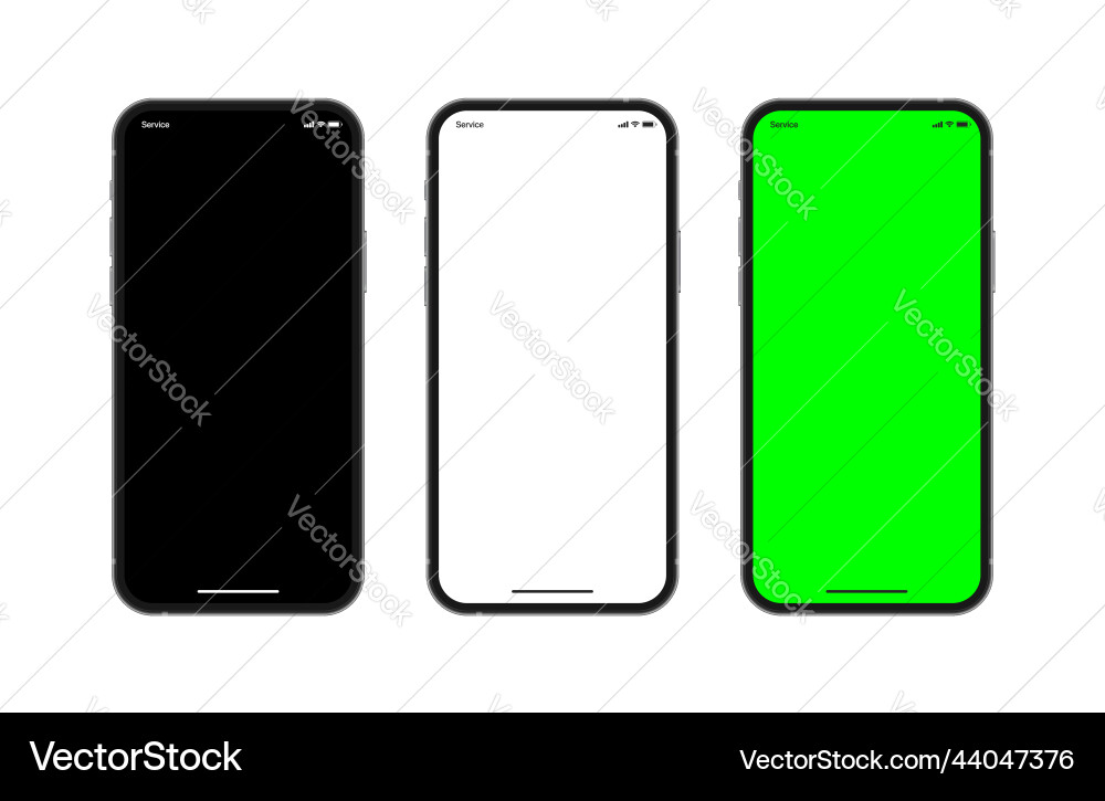 Realistic 3d mobile phone set with black white Realistic 3d mobile phone set with black white vector image