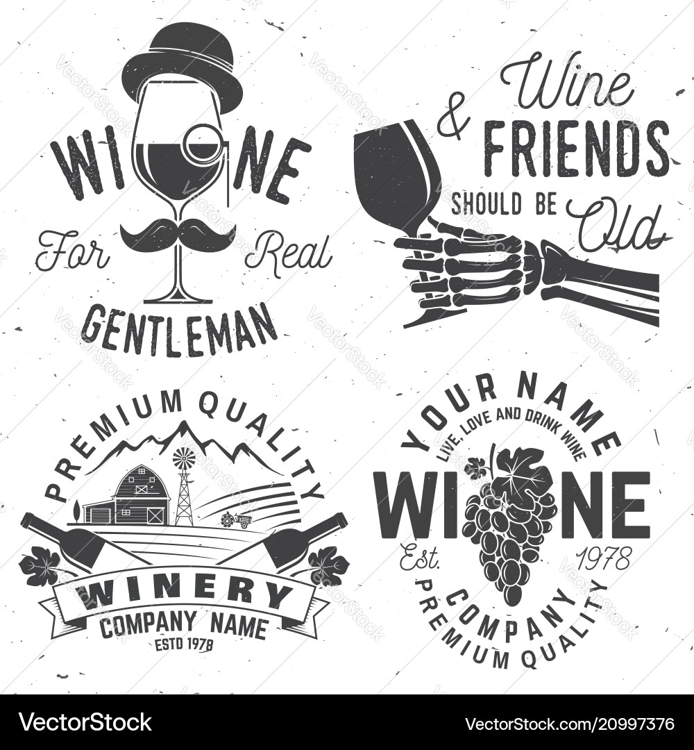 Vintage Wine Company Badge Set Vector Image