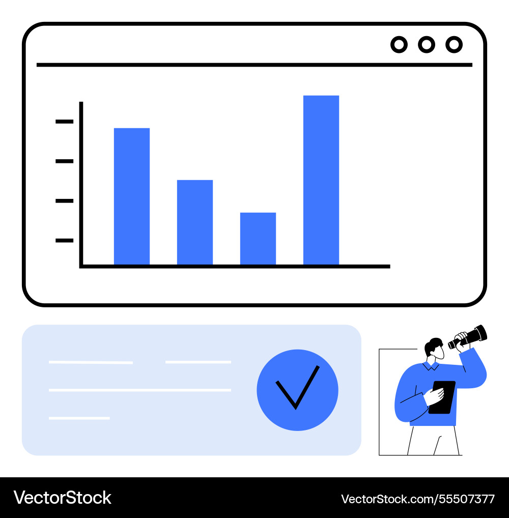 Business analysis with data visualization in bar vector image