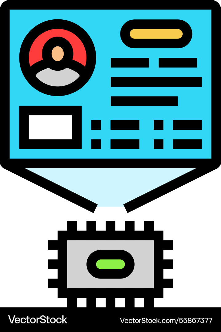 Microchip with personalized data color icon Microchip with personalized data color icon Vector Image