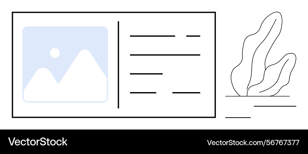 Minimalistic website layout with photo placeholder Minimalistic website layout with photo placeholder Vector Image