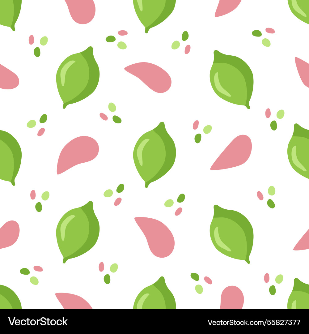 Seamless pattern with large lime fruits and pink Vector Image