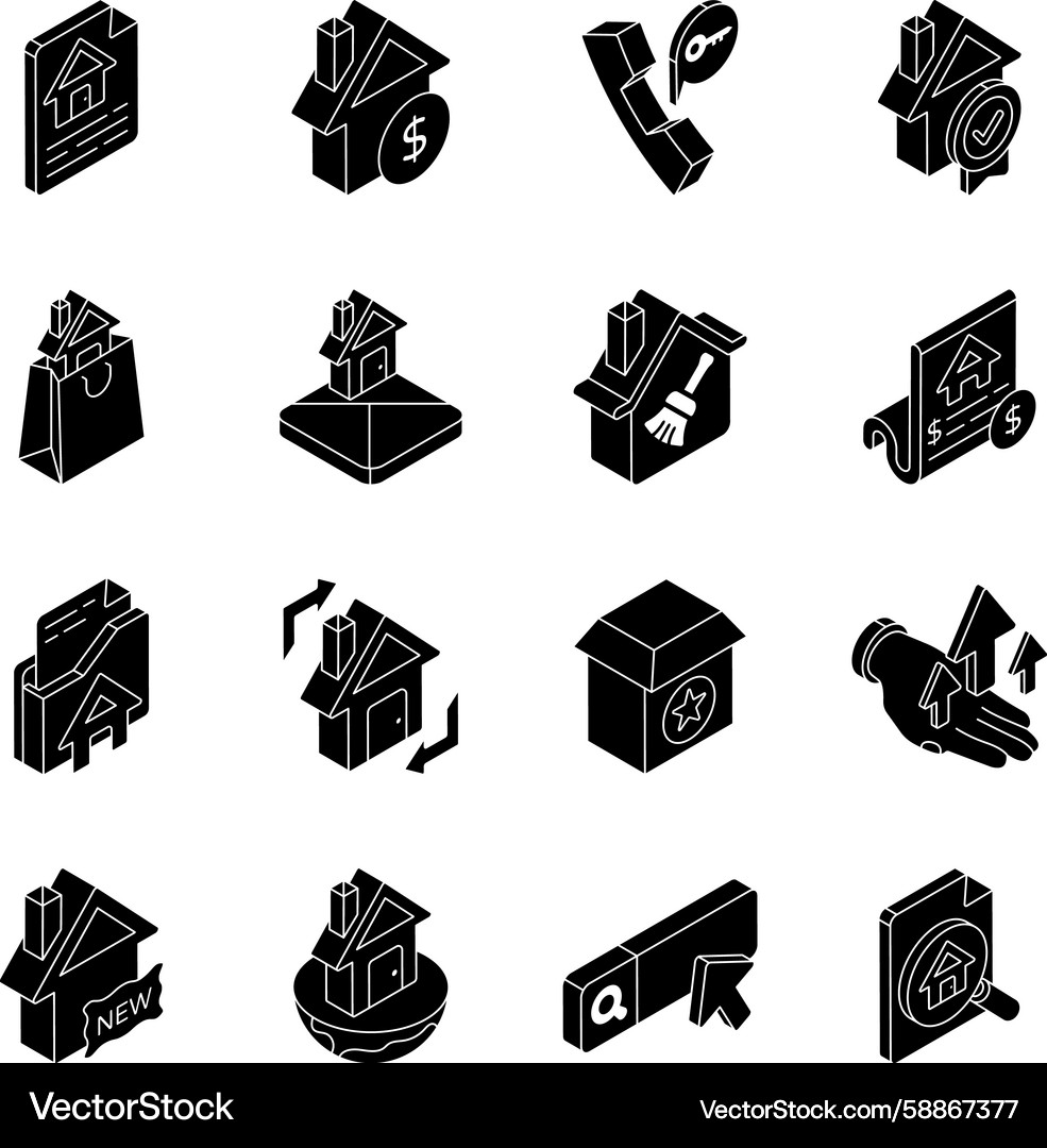 Set of property solid icons Vector Image