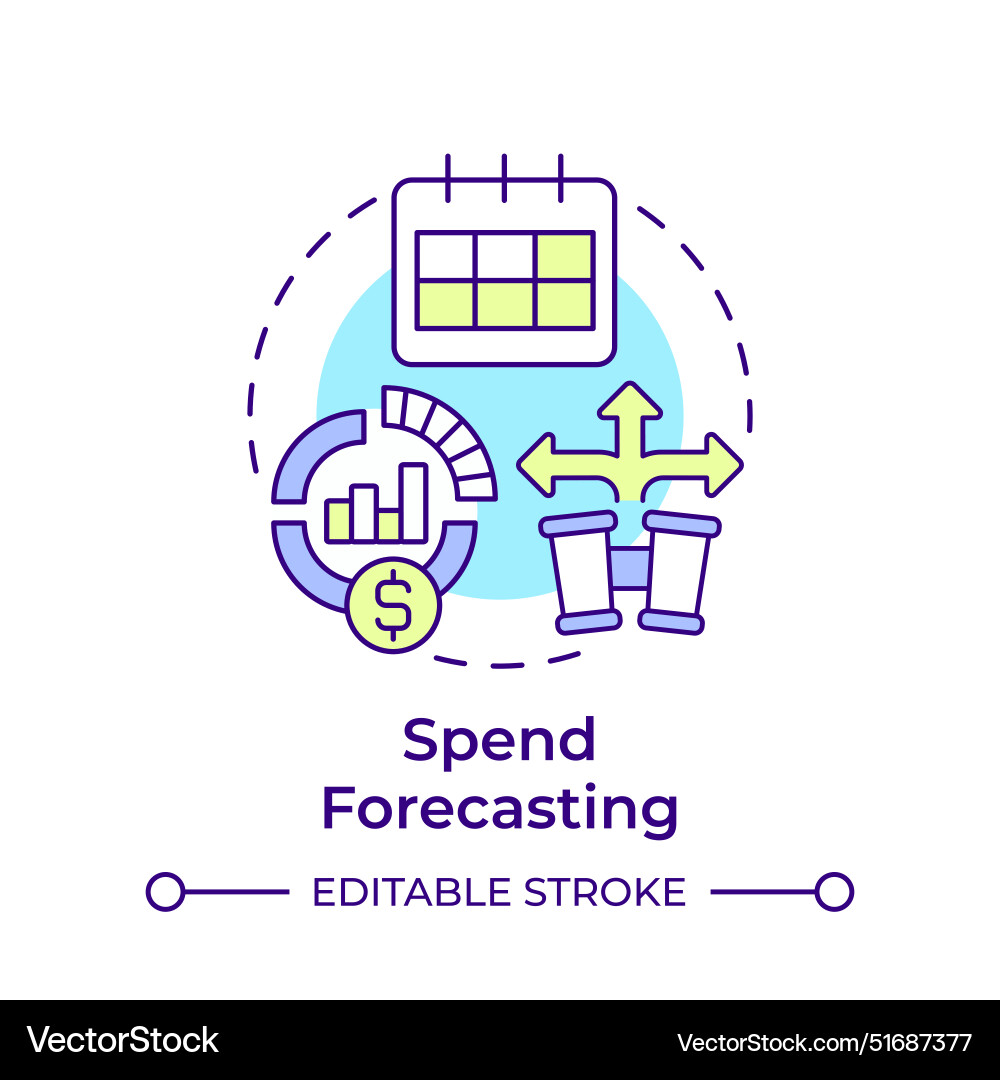 Spend forecasting multi color concept icon Spend forecasting multi color concept icon Vector Image