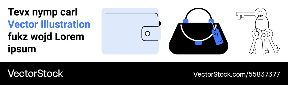 Wallet handbag with tag and keyring representing Vector Image