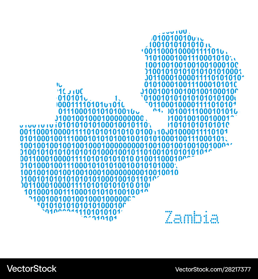Zambia Map - Binary Code vector image