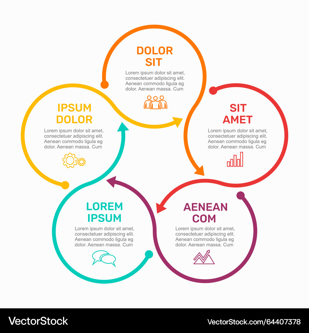 5-Step Circular Process Template – Royalty-Free Vector | VectorStock