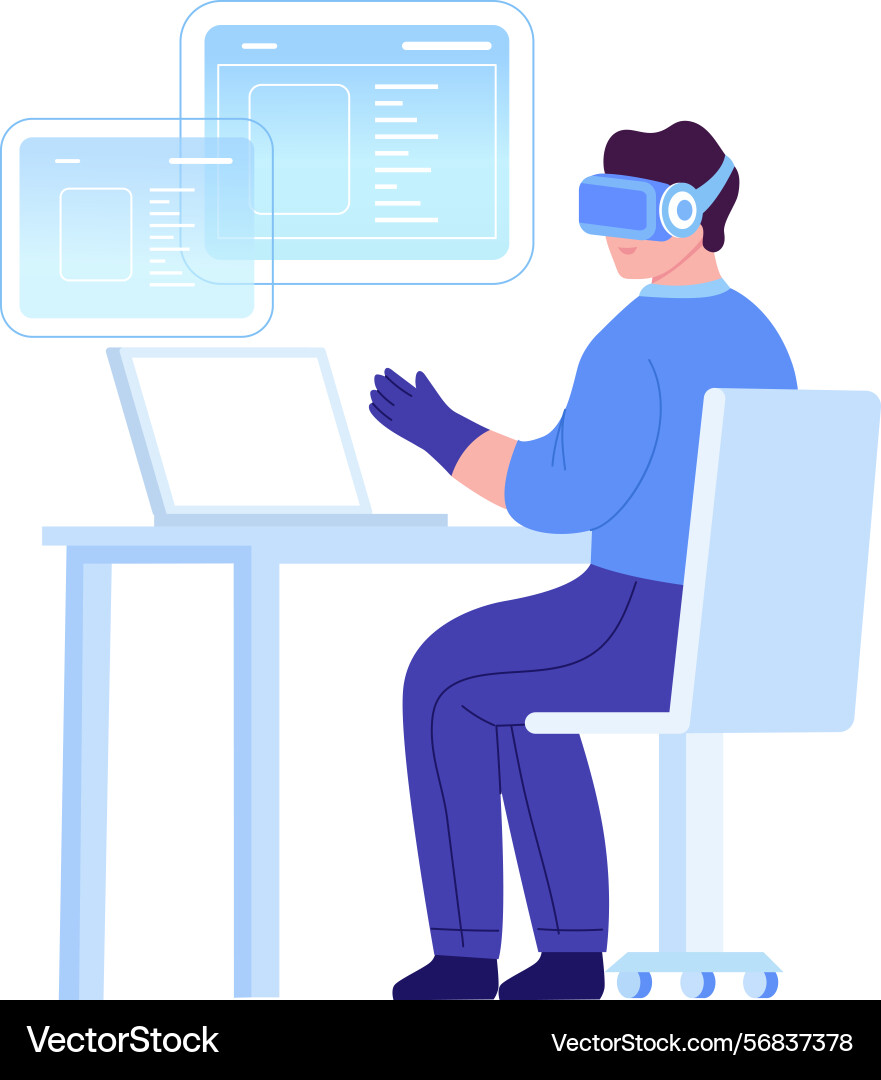 A flat style showing vr coder vector image