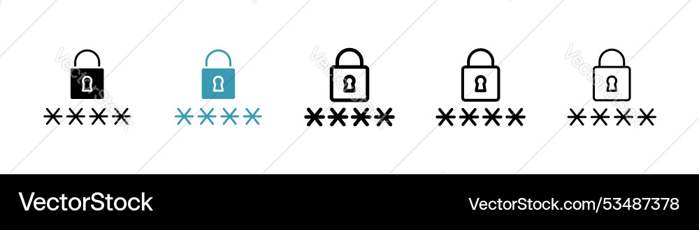Code lockline in thin line black color flat Vector Image