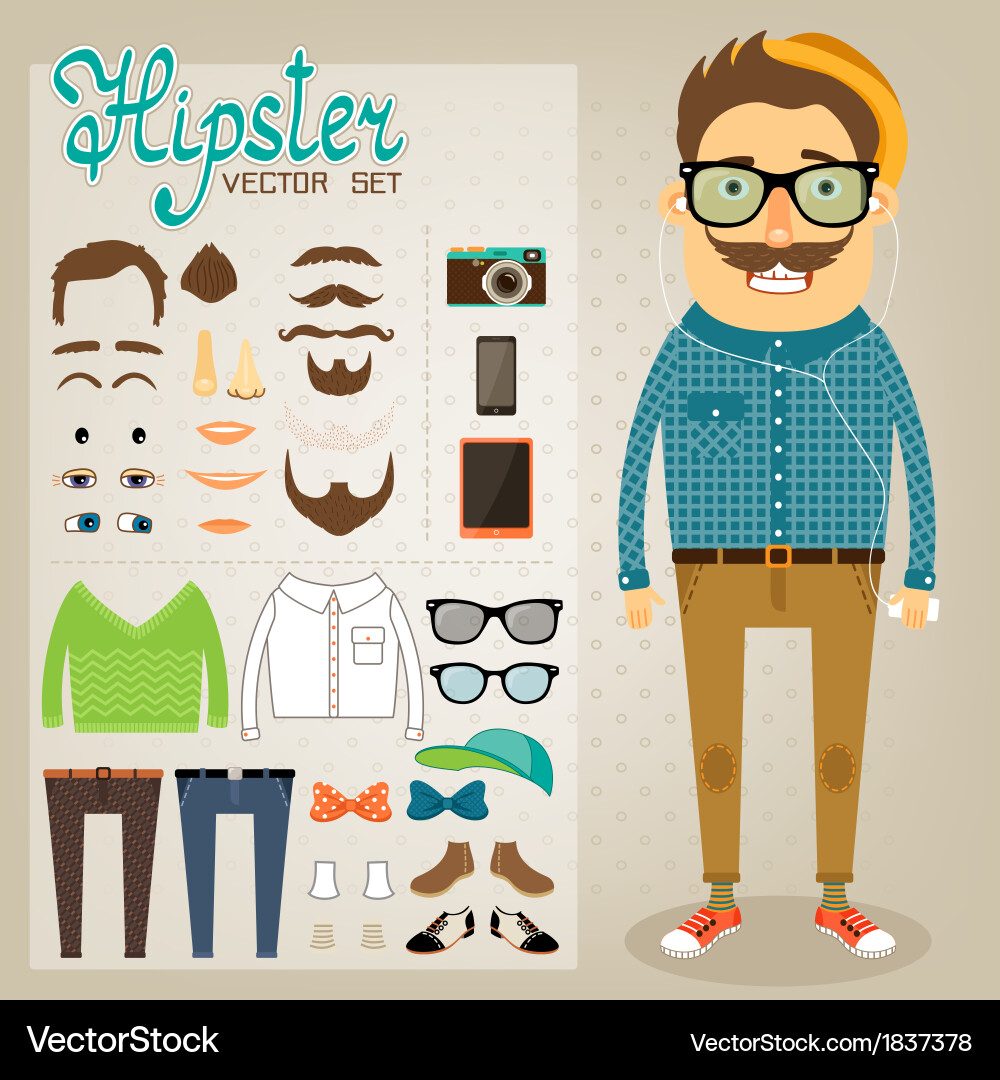 Geek Boy Character Set vector image