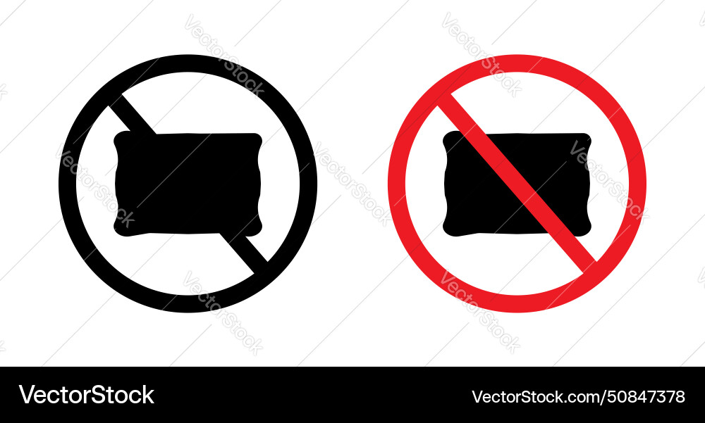 No pillow sign icon set ban on pillows Royalty Free Vector