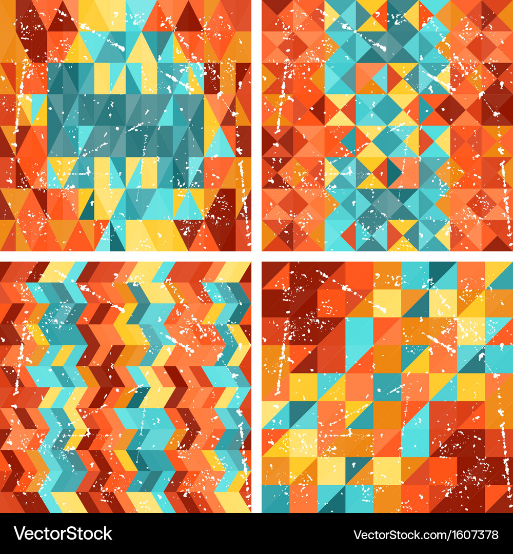 Seamless colorful geometric patterns in retro Vector Image