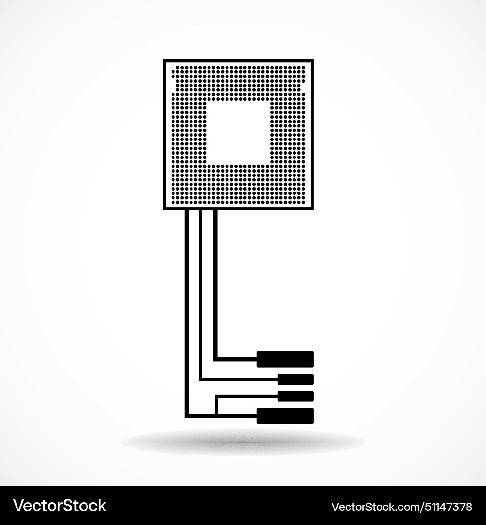 Technology key with circuit board and cpu on white vector image
