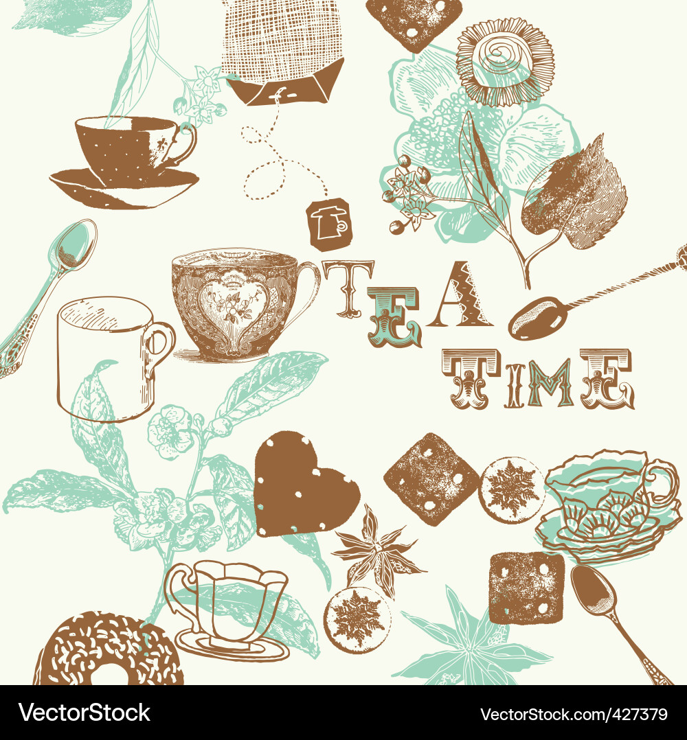 Charmante Teatime Illustration Vektorbild