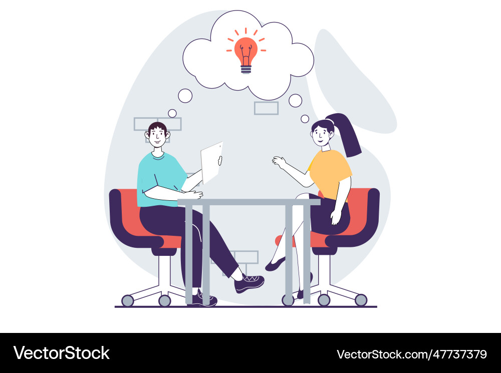 Focus group concept with people scene in flat Focus group concept with people scene in flat vector image