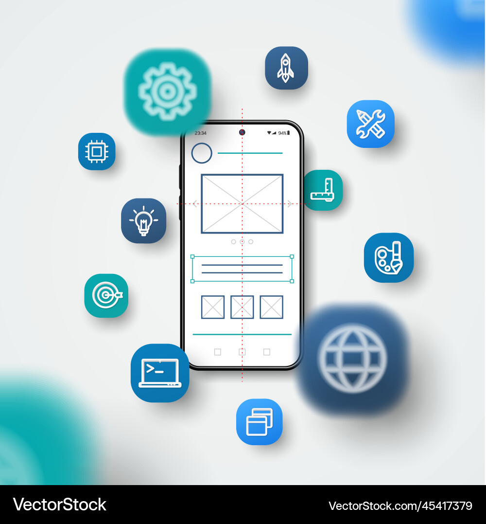 Mobile application development ui ux project Mobile application development ui ux project vector image