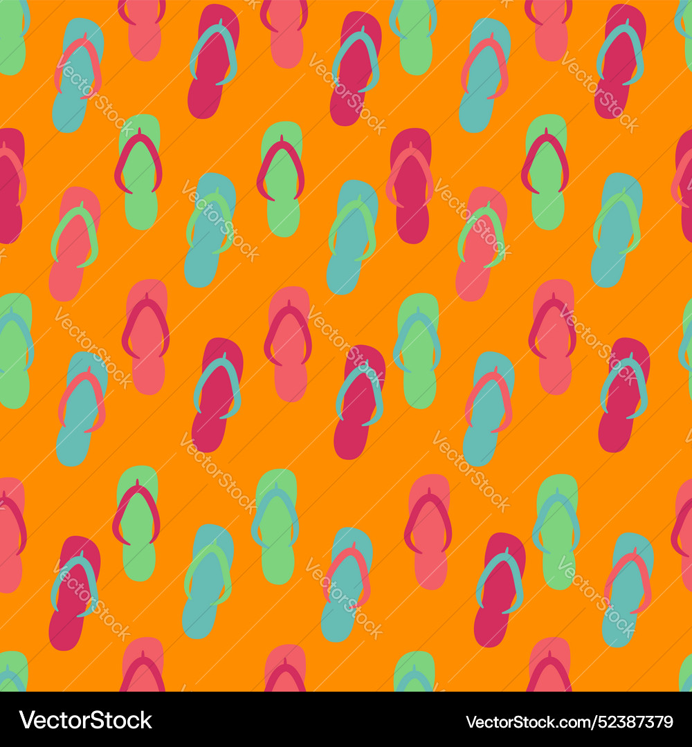 Seamless pattern with flip flops bright orange Vector Image