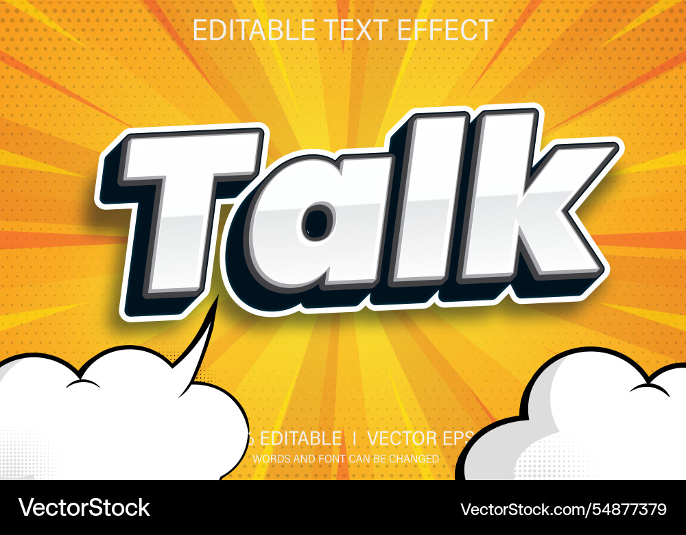 Talk text effect with modern style design vector image