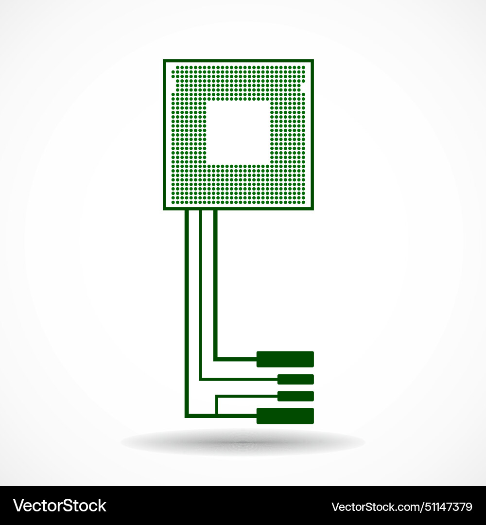 Technology key with circuit board and cpu on white vector image