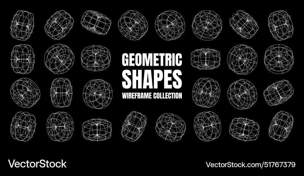 Wireframe lined shapes perspective mesh 3d grid Wireframe lined shapes perspective mesh 3d grid vector image