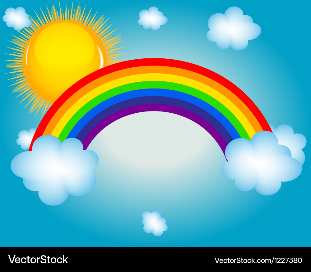 Cloud sun rainbow background Royalty Free Vector Image