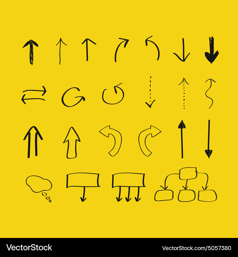 Hand drawn arrows and block scheme elements vector image