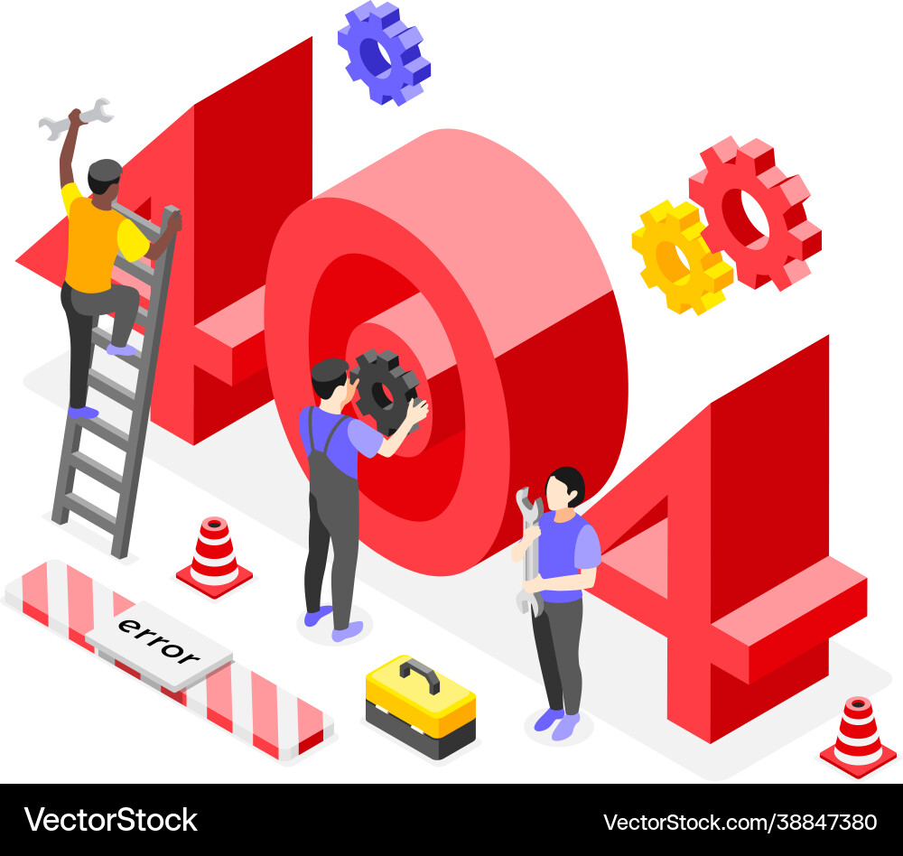 Isometric error composition vector image